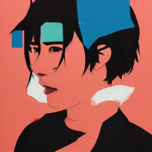 Image similar to Supreme x Makoto Profile Picture by Sachin Teng, asymmetrical, Organic Painting , Matte Painting, geometric shapes, hard edges, graffiti, street art,:2 by Sachin Teng:4