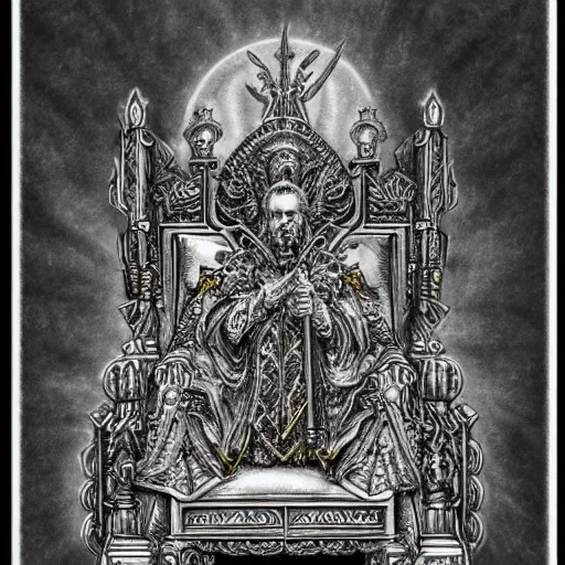 Image similar to pencil illustration. the emperor on his golden throne. 4 0 k.