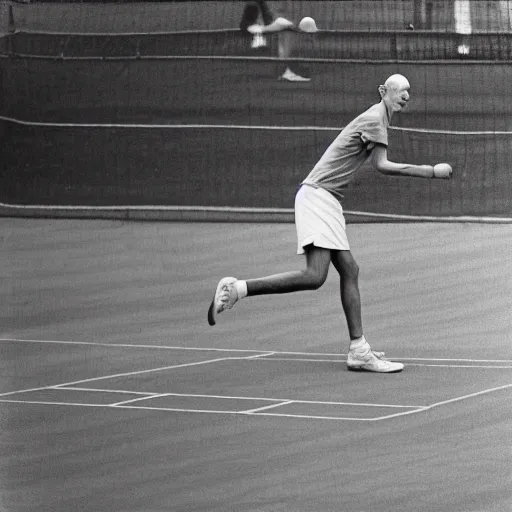 Image similar to portrait of nosferatu playing alone tennis in roland garros, sport photography
