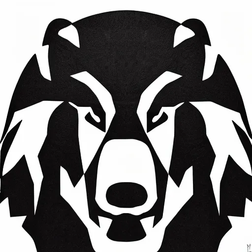 Image similar to Radiohead logo, a black and white image of a bear's head, an album cover by Yasutomo Oka, sots art, official art