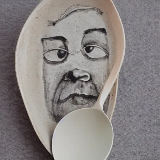 Image similar to arthur spooner face on a spoon