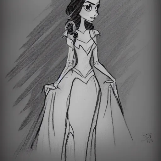 Image similar to milt kahl sketch of victoria justice as princess padme from star wars episode 3