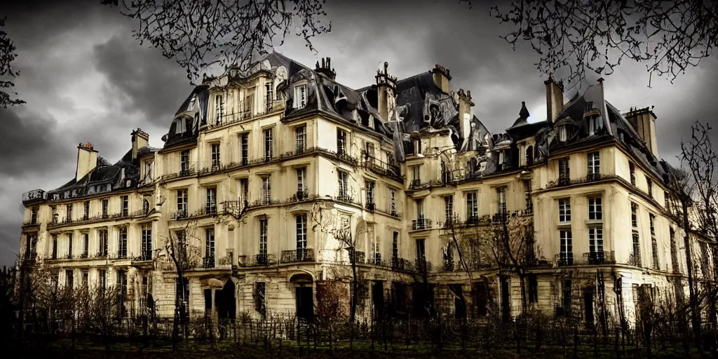 Prompt: a haunted house in paris