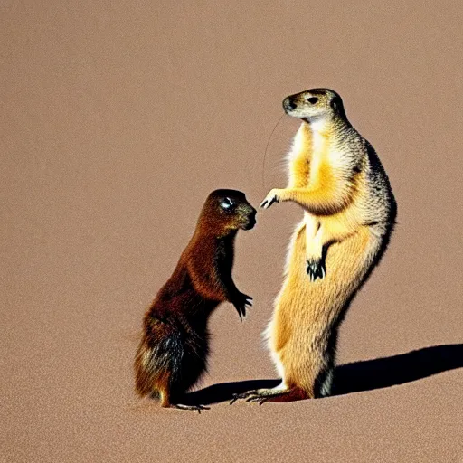 Prompt: Prairie dog riding an Emus to battle