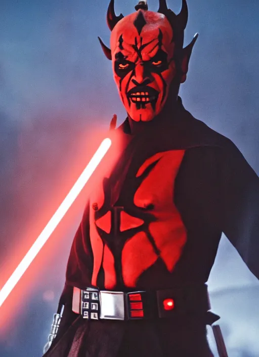 Image similar to film still of jack nicholson as darth maul in the new star wars movie, 4 k