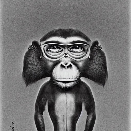 Image similar to a surrealist monkey