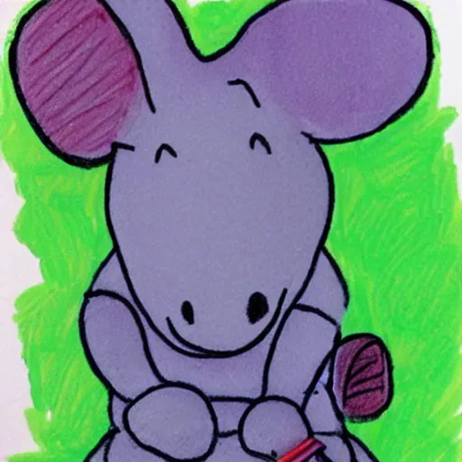 Image similar to child's crayon drawing of eeyore