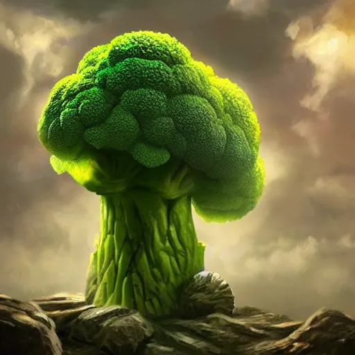 Image similar to A striking epic hyper real comic book style portait painting of a cute broccoli that is kissing hearts out of his mouth that fly to the sky, D&D Concept Art, unreal 5, DAZ, Apex legends concept art, hyperrealistic, octane render, cosplay, RPG portrait, dynamic lighting