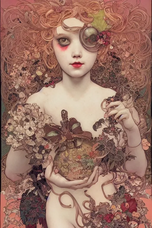 Image similar to by james jean, by mark ryden, by ross tran, by mucha, by greg rutkowksi