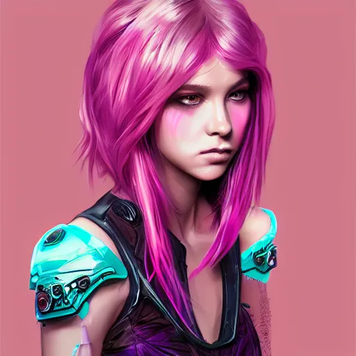 Image similar to teen elf, cyberpunk, pink hair, gorgeous, amazing, elegant, intricate, highly detailed, digital painting, artstation, concept art, sharp focus, illustration, art by ross tran