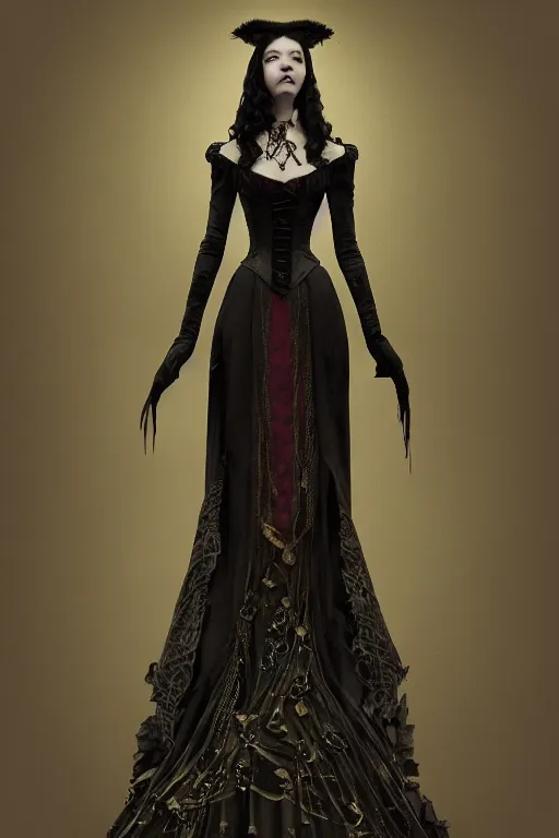 Prompt: anya taylor - joy vampire queen, full body, intricate victorian dress, hyper detailed, digital art, trending in artstation, cinematic lighting, studio quality, smooth render, artgerm, joshua middleton, rafael albuquerque, unreal engine 5 rendered, octane rendered, art style by klimt and nixeu and ian sprigger and wlop and krenz cushart