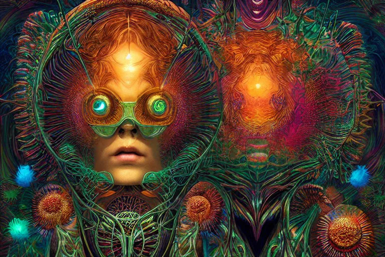 Image similar to raver by artgerm, steve argyle, ernst haeckel, david a. hardy, oyama kojima, phil koch, annie leibovitz, benoit mandelbrot, dan mumford, bruce pennington, mimmo rotella