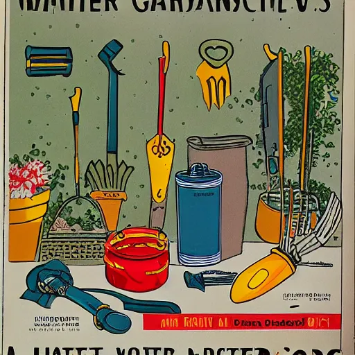 Prompt: a walter wick ( i spy book illustrator ) photographic illustration of gardening tools in space