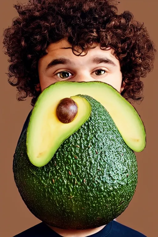 Prompt: 📷 gaten matarazzo the avocado 🥑, made of food, head portrait, dynamic lighting, 4 k