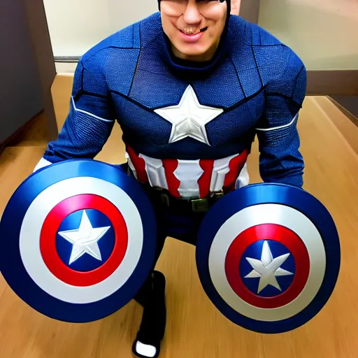 Image similar to kekw as captain america