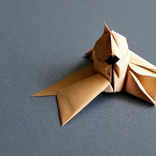 Prompt: A paper origami fox