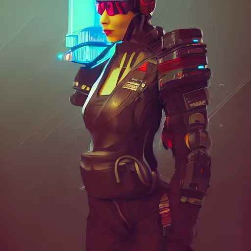 Image similar to concept art of cyberpunk pilot fighter by jama jurabaev, brush stroke, trending on artstation, symmetry, high quality, extremely detailed