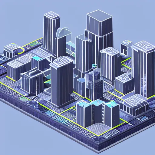 Image similar to isometric model of a futuristic city