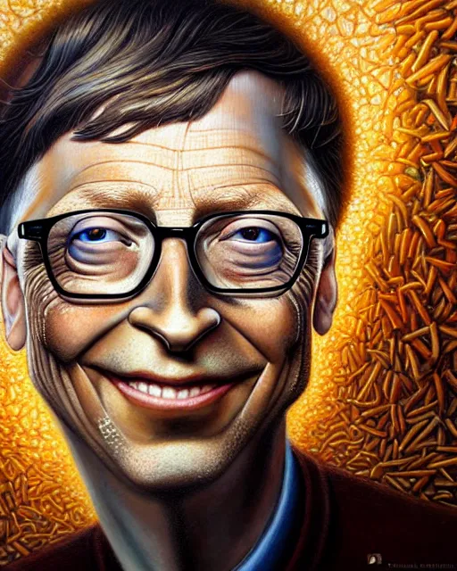 Image similar to detailed portrait of bill gates cheese!! grater!!! shredded by tomasz alen kopera and peter mohrbacher and johanna martine! and margaret keane! coherent luminescent