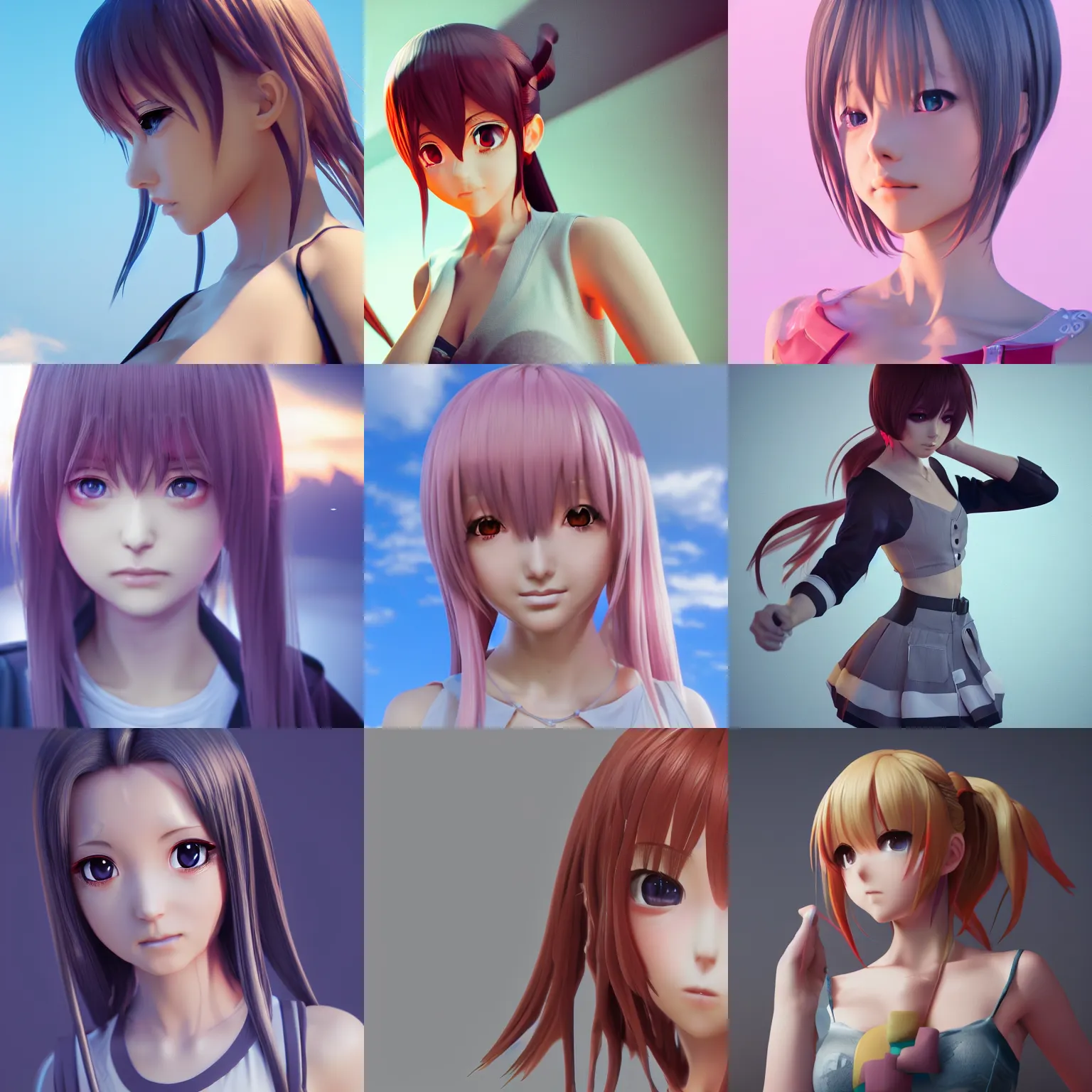 Prompt: Render of a beautiful 3D anime girl, medium shot, mid-shot, trending on ArtStation, Unreal Engine 8k