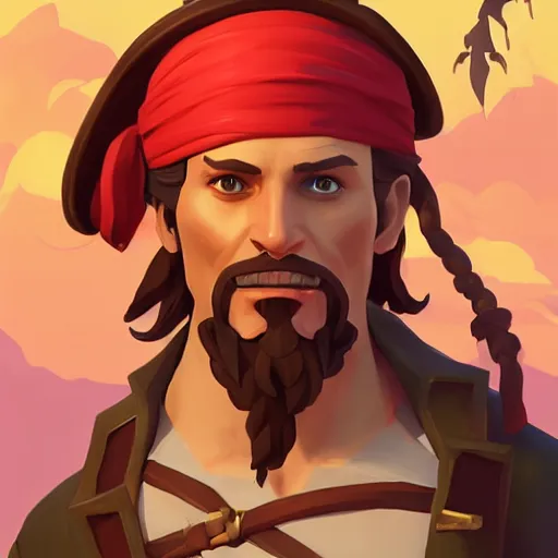 Image similar to painting jack the pirate on sea of thieves game avatar hero smooth face median photoshop filter cutout vector behance hd by jesper ejsing, by rhads, makoto shinkai and lois van baarle, ilya kuvshinov, rossdraws, illustration, art by ilya kuvshinov and gustav klimt