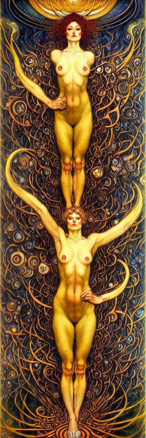 Image similar to Divine Chaos Engine by Karol Bak, Jean Delville, William Blake, Gustav Klimt, and Vincent Van Gogh, symbolist, visionary