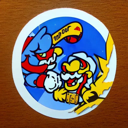 Prompt: die cut sticker, bowser is mario