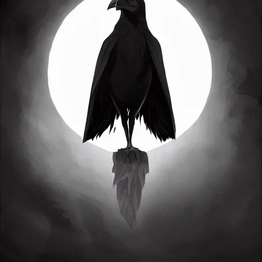 Image similar to Edgar Allan Poe as The Raven, a man with the nose of a raven, a haunting being that is part man and part bird, his nose is a black beak, ambient lighting, 4k, anime key visual, lois van baarle, ilya kuvshinov, rossdraws, artstation