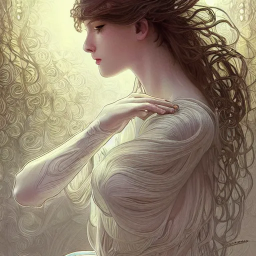 Image similar to a photograpic portrait of a anthropomorphic bioluminescent water wave wearing white clothes, fantasy, intricate, elegant, highly detailed, digital painting, artstation, concept art, smooth, sharp focus, illustration, art by artgerm and H R Giger and alphonse mucha