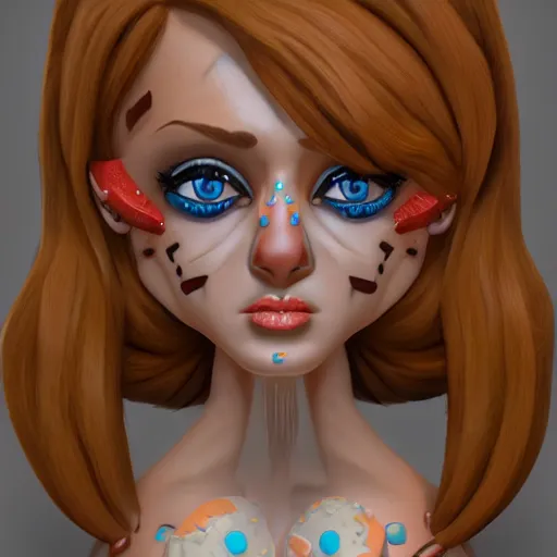 Image similar to female made of cookie, extremely detailed, 8k, trending on Artstation