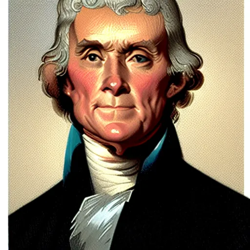 Image similar to a portrait, of an incrediblely swole thomas jefferson