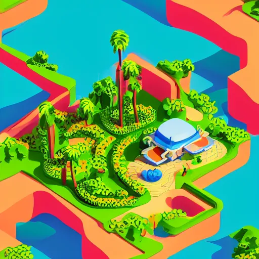 Image similar to isometric island land on neon background, isometric invironment, 3d art, isometric art, high detail, artstation, concept art, behance, ray tracing, smooth, sharp focus, ethereal lighting