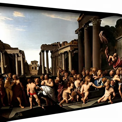 Prompt: Senator Humphrey Bogart Address the Roman Forum, baroque painting, beautiful detailed intricate insanely detailed 8K artistic photography, photorealistic, chiaroscuro, Raphael, Caravaggio