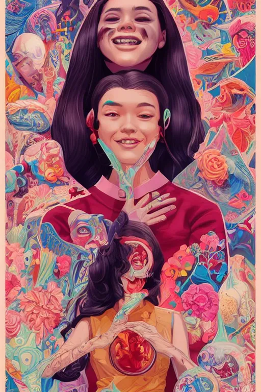 Prompt: a smiling cute human, tristan eaton, victo ngai, artgerm, rhads, ross draws