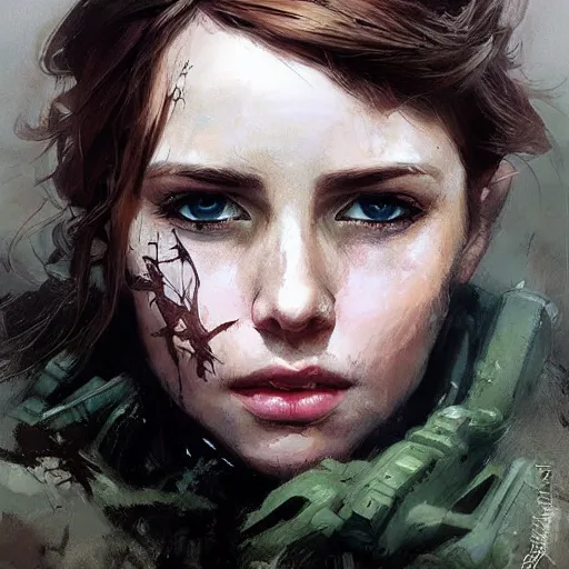 Image similar to peace on donbas, colourised, face portrait, epic, military art, fantasy, dieselpunk, hd shot, digital portrait, beautiful, artstation, comic style, by artgerm, guy denning, jakub rozalski, magali villeneuve and charlie bowater