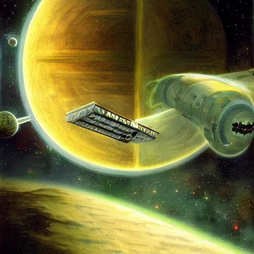 Prompt: abandoned space station, peter elson, tony roberts, jim burns