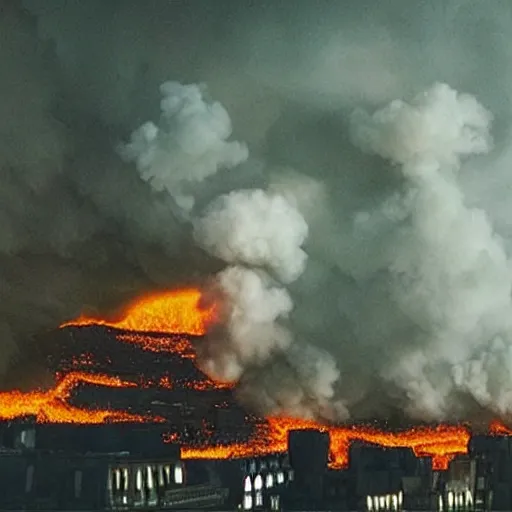 Prompt: “a portal from hell erupts in down town Paris as buildings explode with lava, citizens are possessed, the undead rise from the ground, and Michael Caine sips his espresso. Photography”