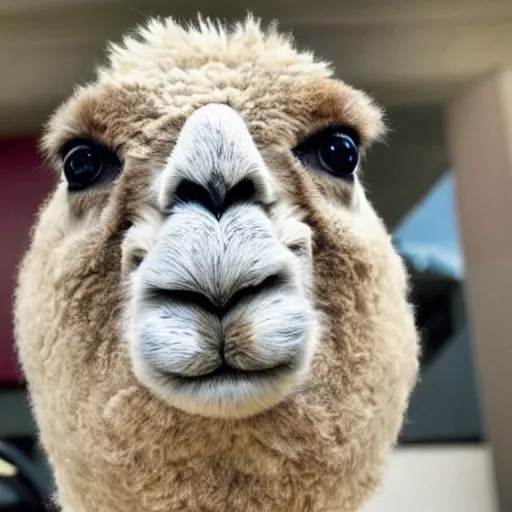 Prompt: elon musk as alpaca, photo