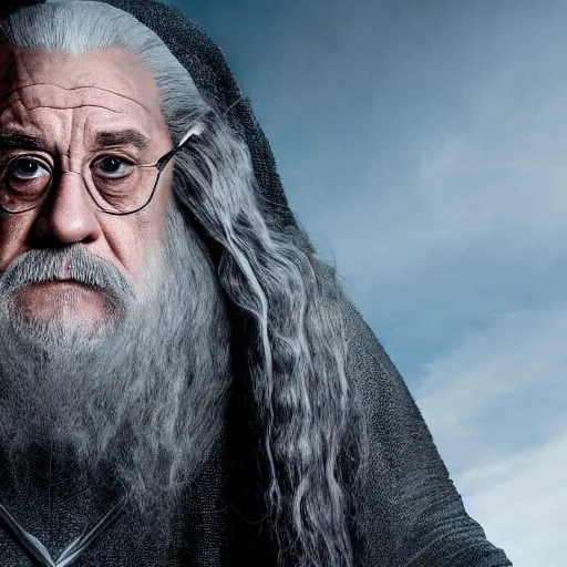 Image similar to danny devito starring as gandalf the white in the 2 0 2 4 lord of the rings movie, full body, hyper realistic, high quality, wide angle