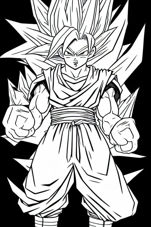 Image similar to woman going super saiyan, dragon ball z, akira toriyama, epic, illustration, highly detailed, black and white illustration, manga style