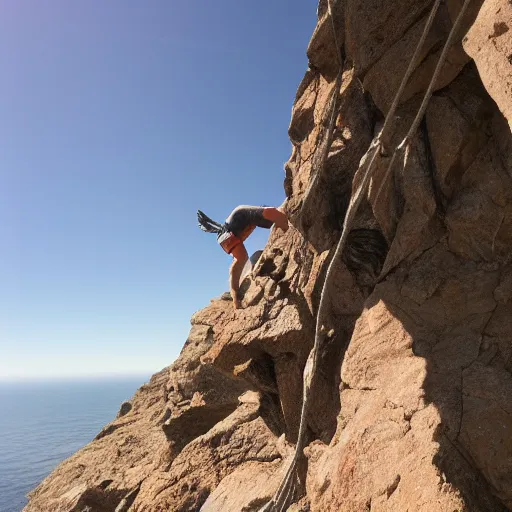 Image similar to Chris Hemsworth climbing a cliff, 4k