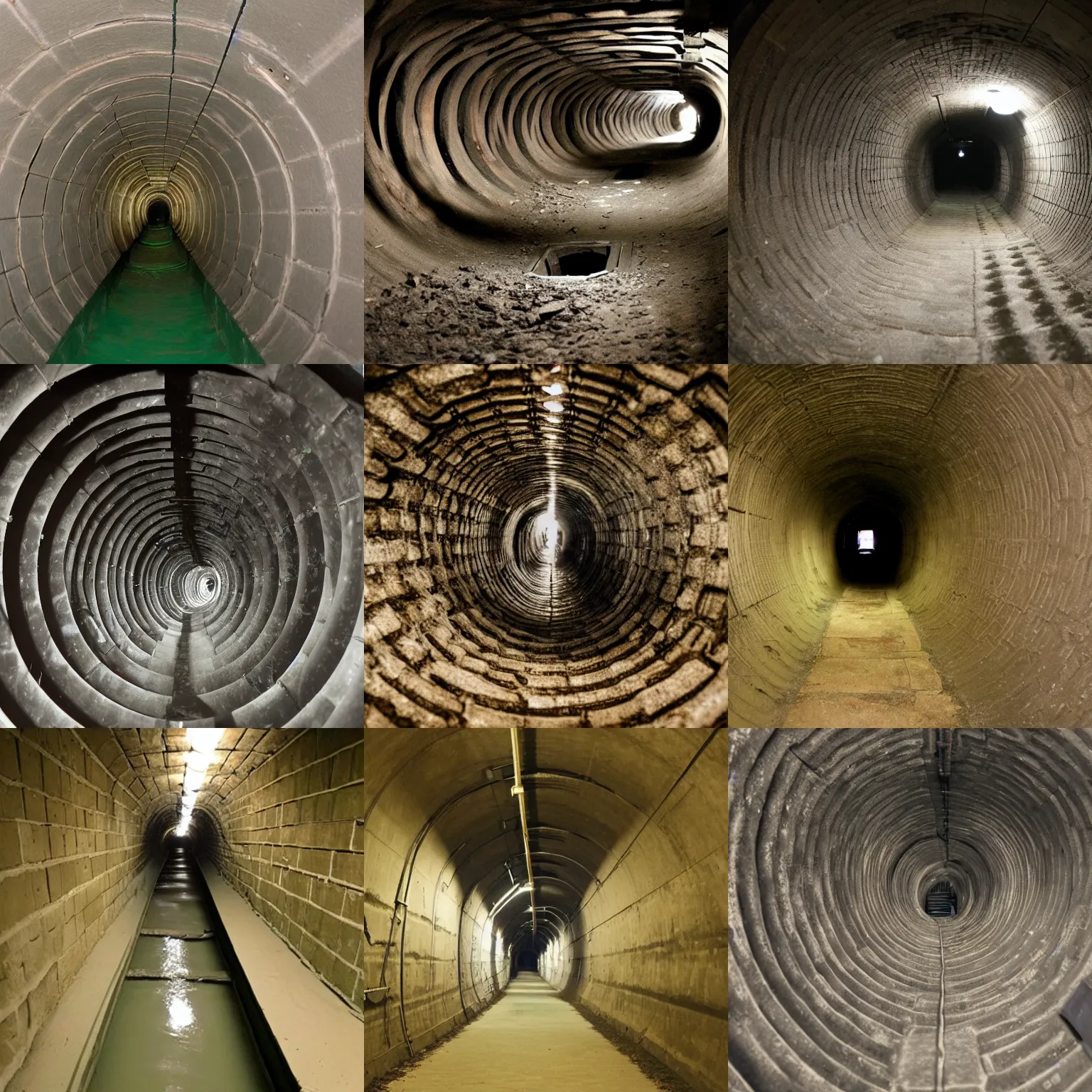 Prompt: an endless maze of sewer tunnels