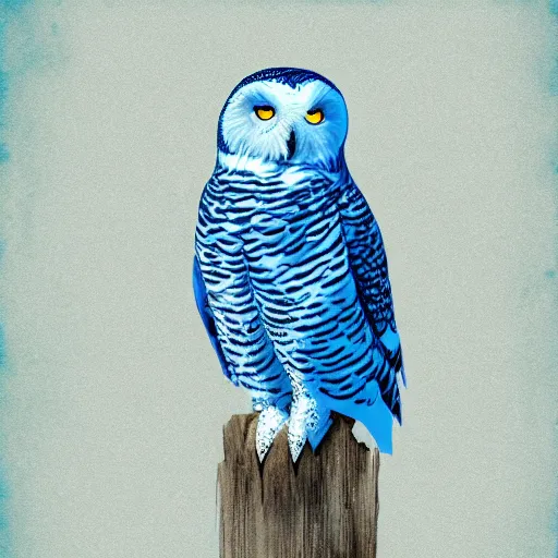 Prompt: a blue snowy owl, digital art, trending on artstation