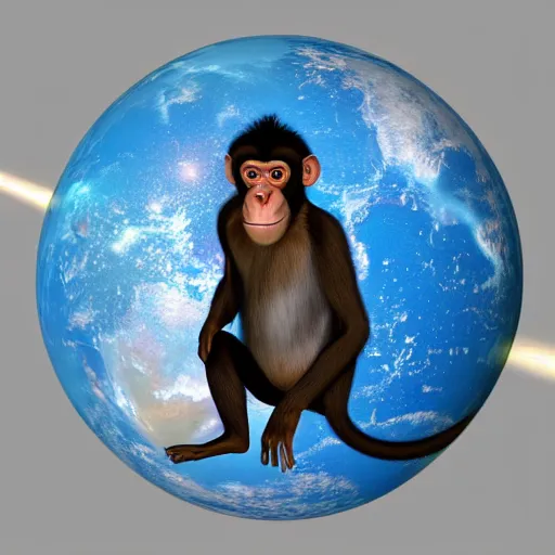 Image similar to “ 3 d render of a monkey as an austronaut, space, planets ”