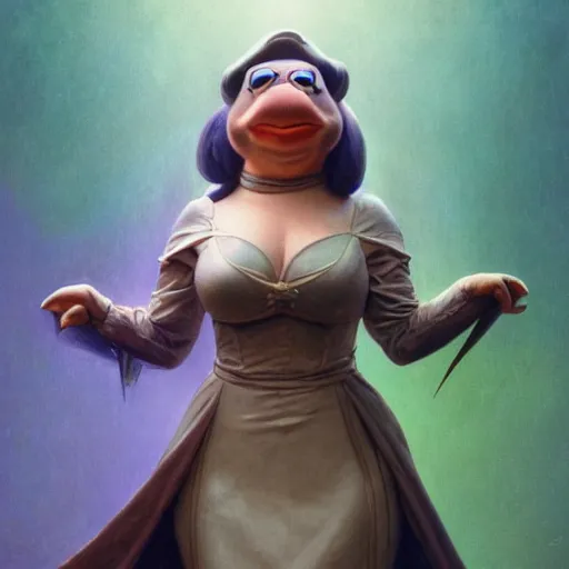 Image similar to Epic Masterpiece action shot of Miss Piggy as Trinity in The Matrix (1999) , drawn by Donato Giancola and Tom Bagshaw, Edmund Leighton, Alphonse Mucha, 4k, volumetric lighting, komorebi, trending on artstation, octane render, hyperrealistic