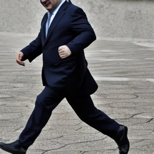 Prompt: president saakashvili running away from prison