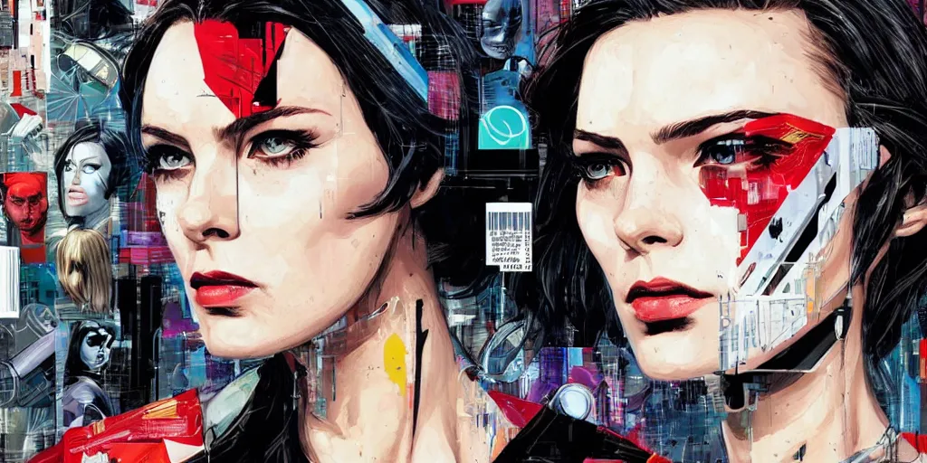 Image similar to a portrait of a single female android, by MARVEL comics and Sandra Chevrier