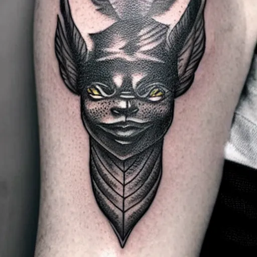 Image similar to a black tattoo based on the Harry Potter universe, whole tattoo, realistic, very detailed