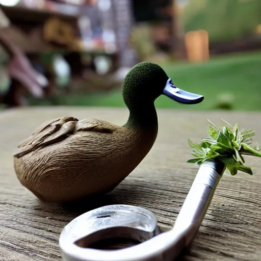 Prompt: duck smoking a fat joint