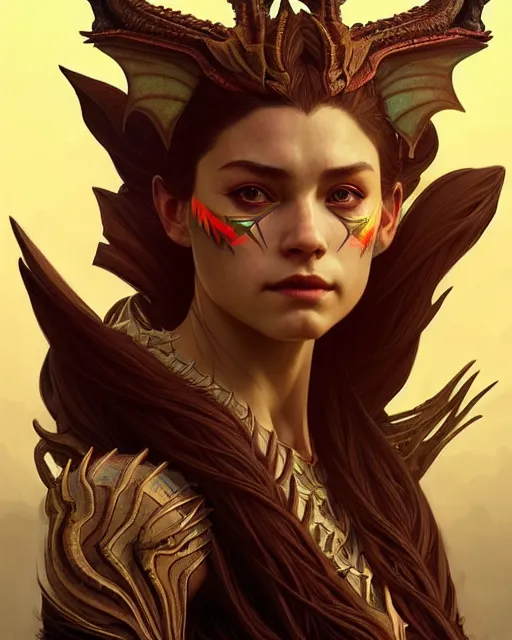 Image similar to symmetry!! portrait of a dragon in the style of horizon zero dawn, machine face, intricate, elegant, highly detailed, digital painting, artstation, concept art, smooth, sharp focus, illustration, art by artgerm and greg rutkowski and alphonse mucha, 8 k